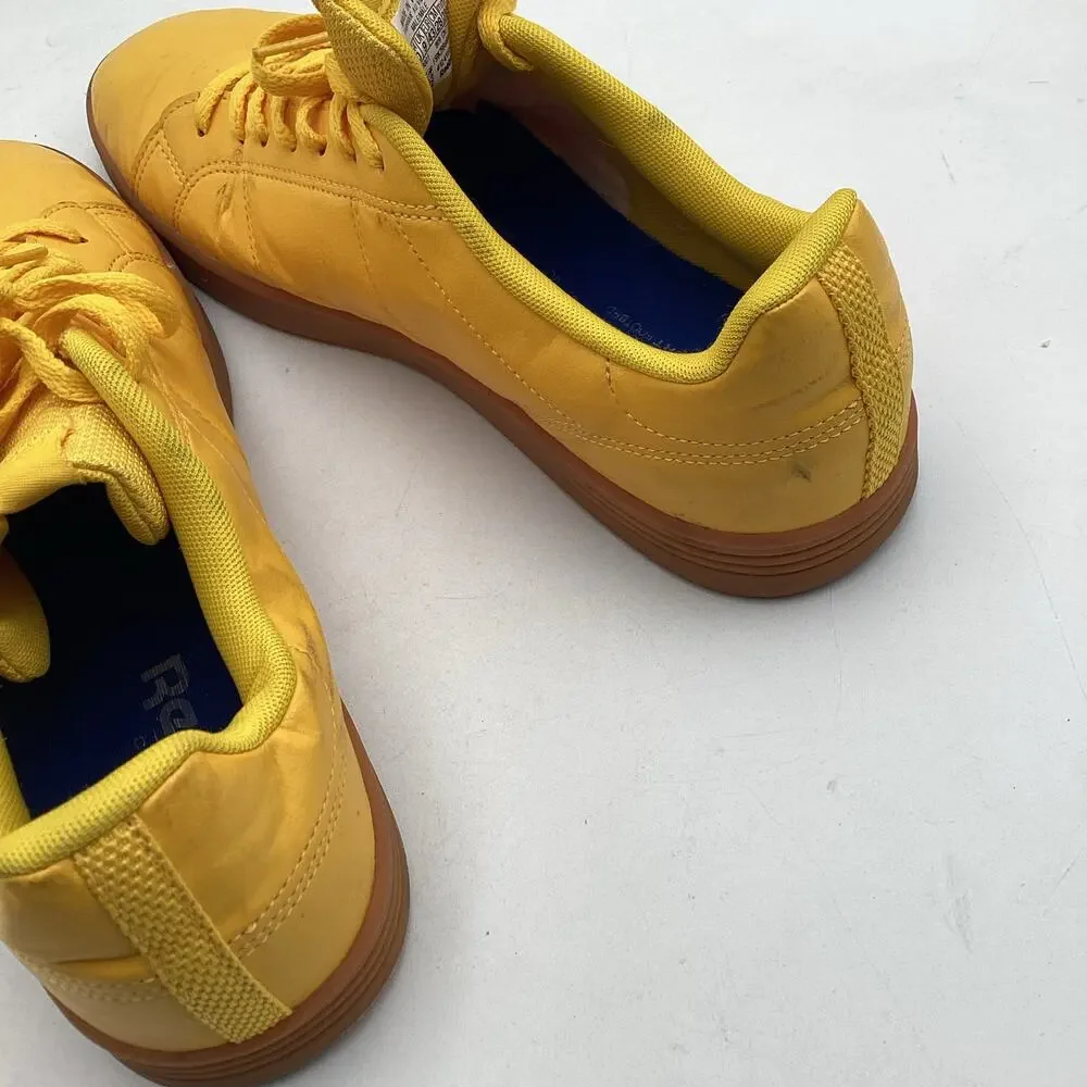 Reebok Royal Complete Sneakers, Yellow Leather Low Tops, Gum‎ Sole, Size 10